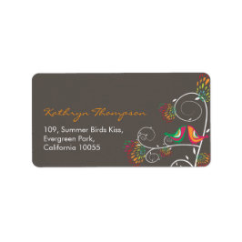 Etiqueta Whimsical Kissing Summer Aves Boda Dirección