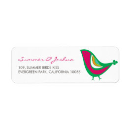 Etiqueta Whimsical Kissing Summer Love Birds Return Address