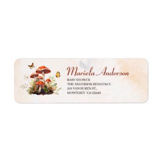 Etiqueta Whimsical Mushroom baby water