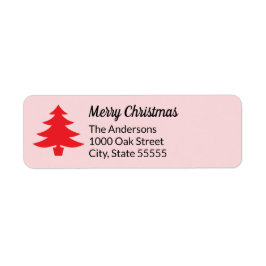 Etiqueta Whimsical Pink Red Christmas Tree Return Address