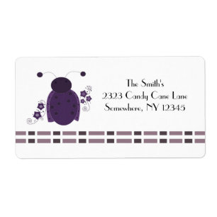 Etiqueta Whimsical Purple Ladybug