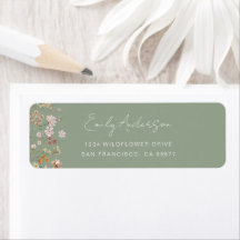 Whimsical Sage Green Wildflower Return Address