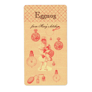 Etiqueta Whimsical steampunk personalizado eggnog casero