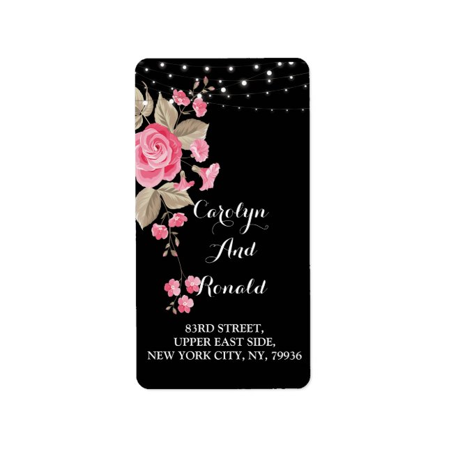 Etiqueta Whimsical String Lights Black (Frente)