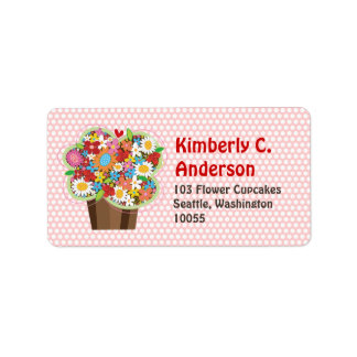 Etiqueta Whimsical Sweet Cupakes Spring Flores Moda Floral