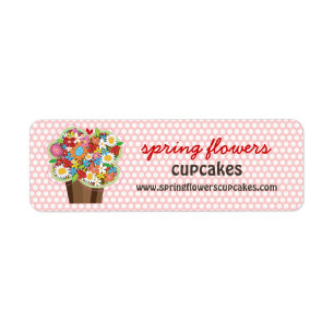 Etiqueta Whimsical Sweet Cupakes Spring Flores Moda Floral