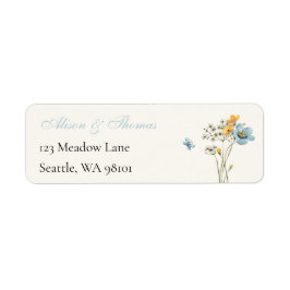 Etiqueta Whimsical Wildflowers Meadow Wedding Label