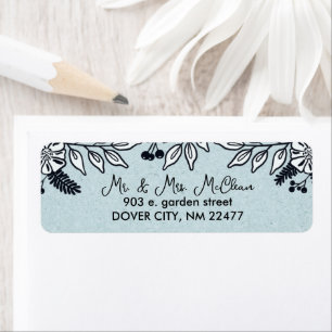 Etiqueta Whimsical Winter Floral Return Address