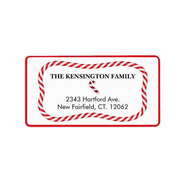 Etiqueta White and red Christmas Candy Frame Address (Frente)
