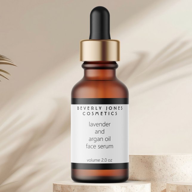 Etiqueta White & Black Modern Cosmetics Dropper Bottle (Subido por el creador)