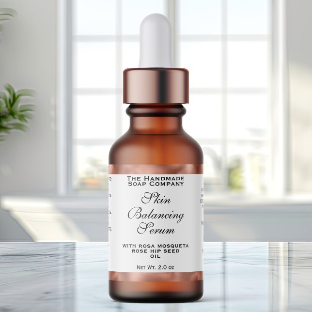 Etiqueta White & Copper Foil Cosmetics Dropper Bottle Label (Subido por el creador)