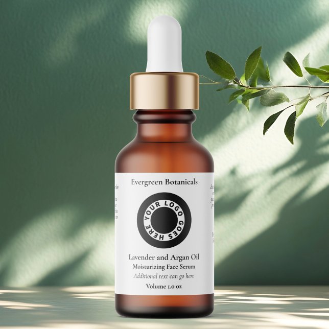 Etiqueta White cosmetics dropper bottle label with logo (Subido por el creador)