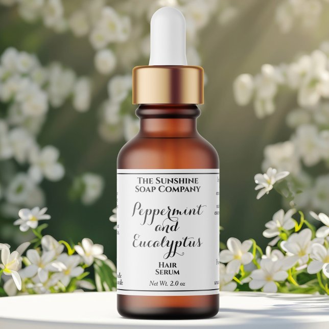 Etiqueta White curly text cosmetics dropper bottle label  (Subido por el creador)