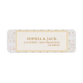 Etiqueta White Floral Ivory Gold Border Return Address 