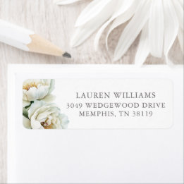 Etiqueta White Floral Peonies Personalized 