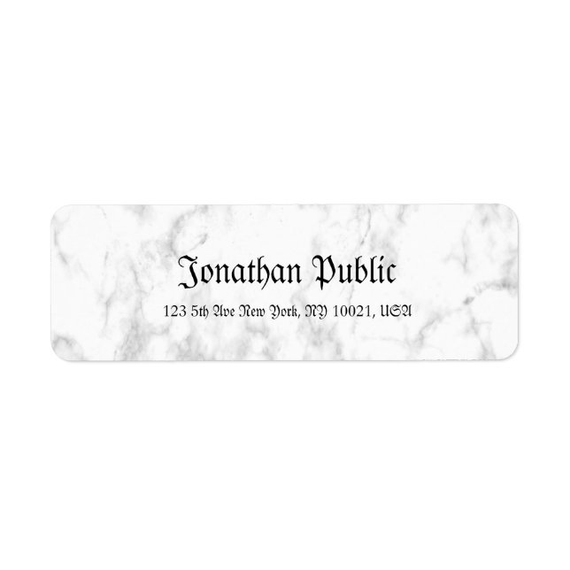 Etiqueta White Marble Script Lujo Profesional Moderno (Frente)