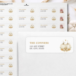 Etiqueta White Pumpkins Twin Baby Shower Return Address