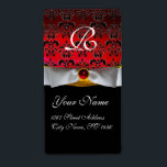 ETIQUETA WHITE RIBBON BLACK RED BURGUNDY DAMASK MONOGRAM<br><div class="desc">Elegant, classy and unique design by Bulgan Lumini (c) Design and digital graphic elaboration in vintage style by Bulgan Lumini (c) .Easy to customize with your own text as a wedding favor tag label , rsvp , save-the-date, thank you labels , bridal showers, birthday parties: sweet 16, quinceanera, Bat Mitzvah...</div>
