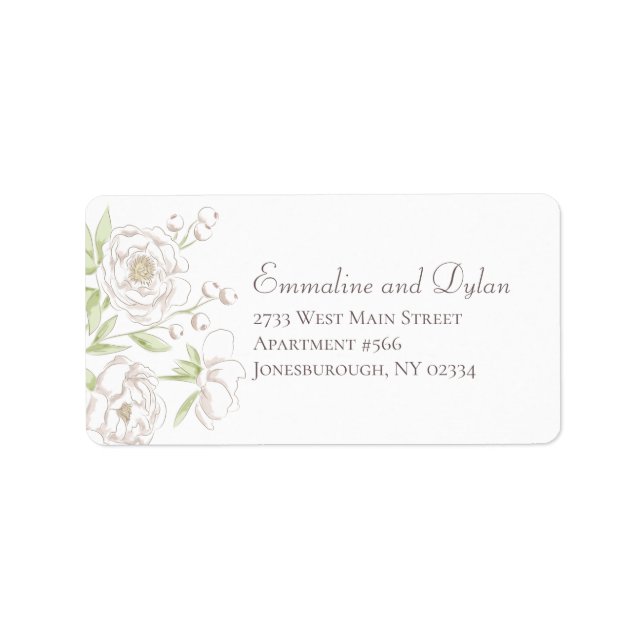 Etiqueta White Rose Classic Wedding Address Labels (Frente)
