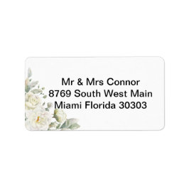 Etiqueta White Roses Address Label Wedding