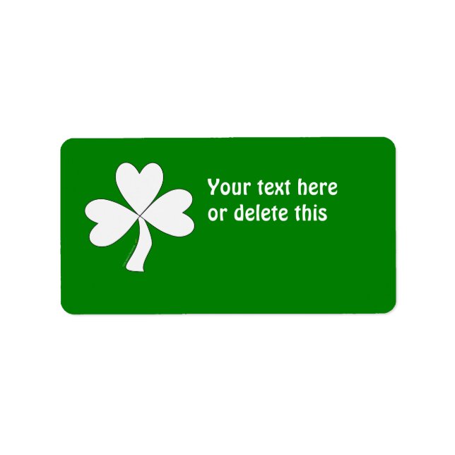 Etiqueta White Shamrock St. Patrick's Day (Frente)