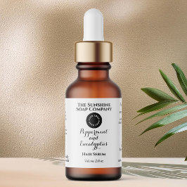 Etiqueta White w curly text and logo dropper bottle label