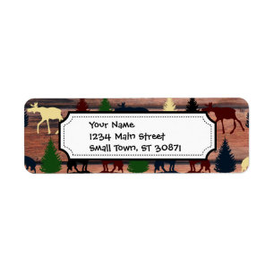 Etiqueta Wild Moose Wolf Wilderness Mountain Cabin Rustic