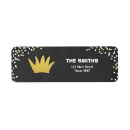 Etiqueta Wild One Return Address Crown Black Gold Wild Boy