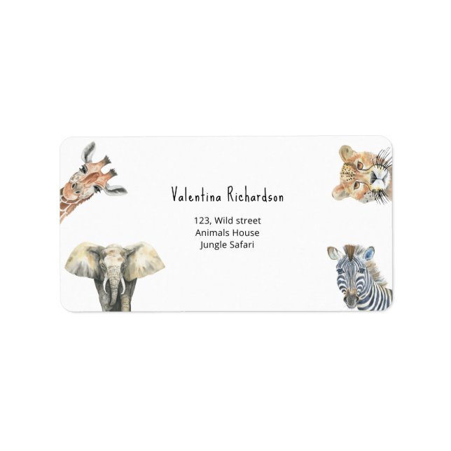 Etiqueta Wild One Safari Animals Baby Shower (Frente)