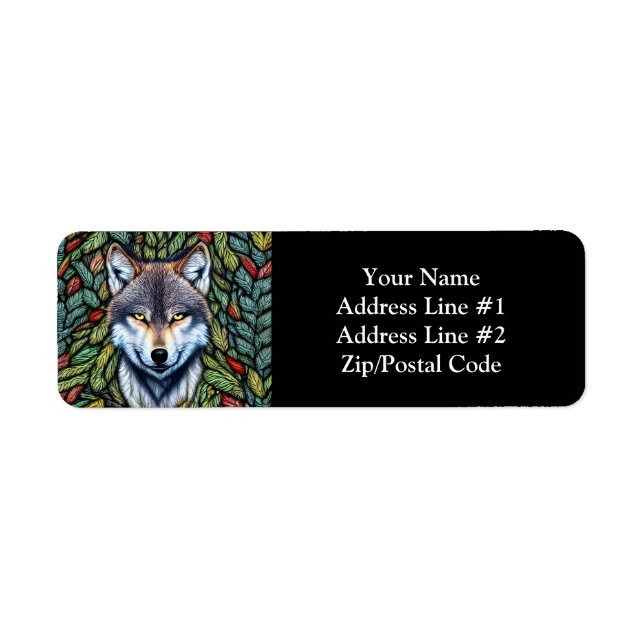 Etiqueta Wilderness Woodland Predator Wolf (Frente)