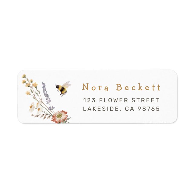 Etiqueta Wildflower Bee Floral (Frente)