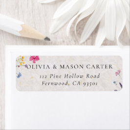 Etiqueta Wildflower Garden Blush Pink Watercolor Wedding