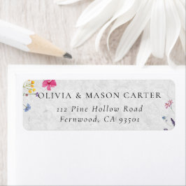 Etiqueta Wildflower Garden Ivory White Watercolor Wedding