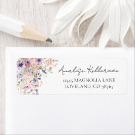 Etiqueta Wildflower Watercolor Floral Return Address