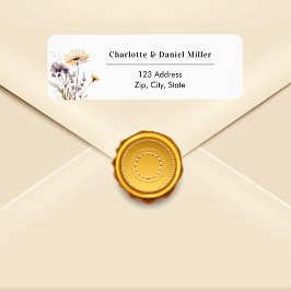 Etiqueta Wildflowers ivory purple return address