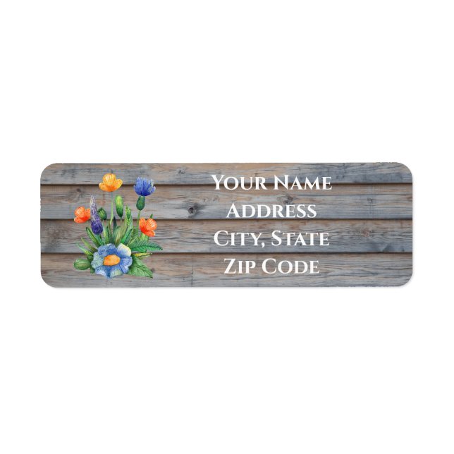 Etiqueta Wildflowers On Wooden Planks (Frente)