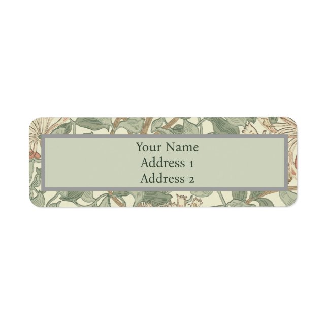 Etiqueta William Morris Honeysuckle Green Floral (Frente)