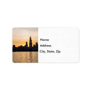 Etiqueta Willis Tower Sunset Silhouette