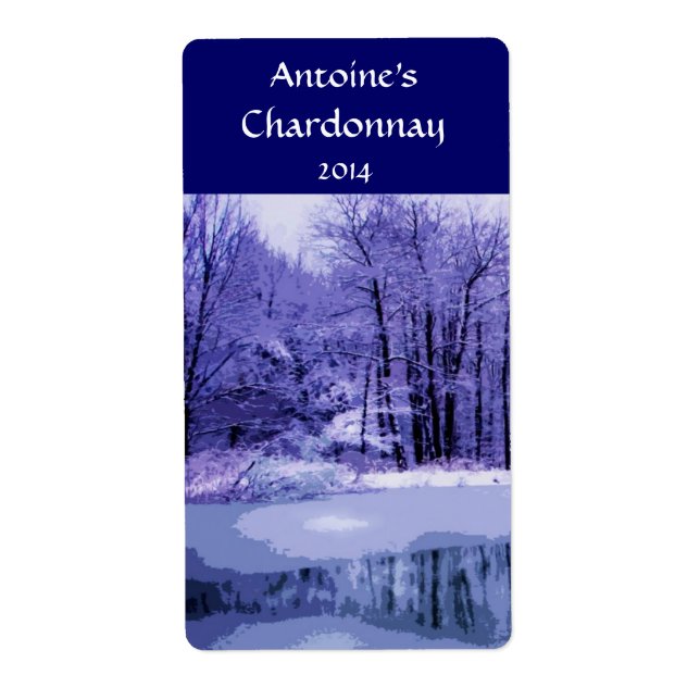 Etiqueta Wine Blue Winter Woods (Frente)