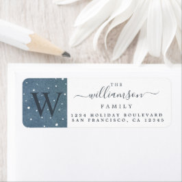 Etiqueta Winowfall Dark Blue Monogram Return Address