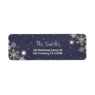 Etiqueta Winowflakes Return Address Label Gold Silver