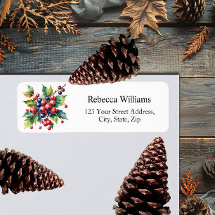 Etiqueta Winter Berries Elegant Return Address