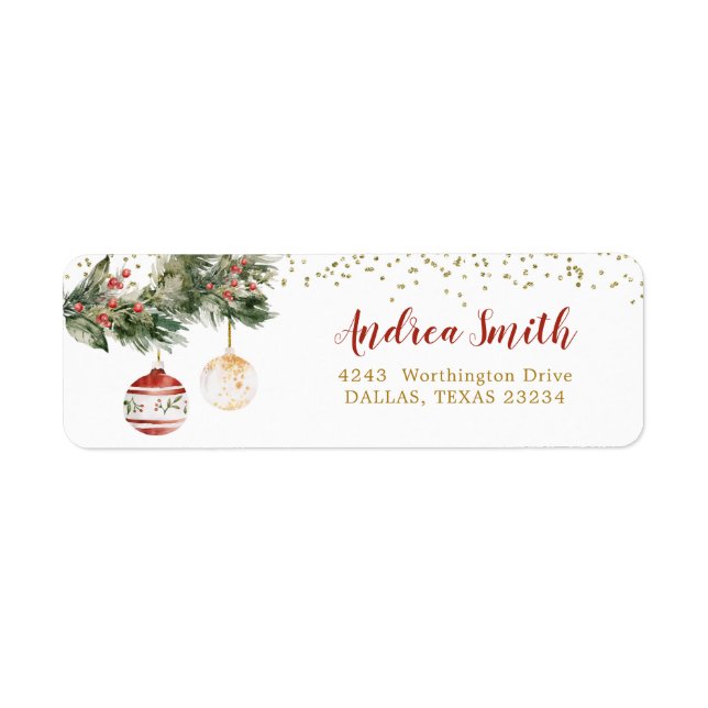 Etiqueta Winter Deck the Halls Bridal Shower Address (Frente)
