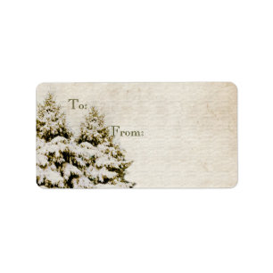 Etiqueta Winter Evergreens Vintage Christmas Gift Tag