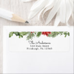 Etiqueta Winter Greenery Return Address<br><div class="desc">Return address label featuring a gold frame surrounded by watercolor winter greenery,  evergreen and holly berries. Customize with your name and address.</div>
