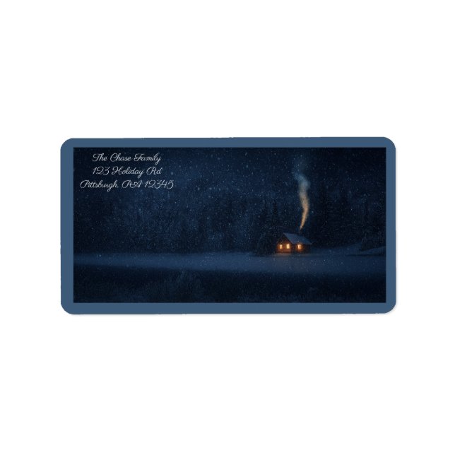 Etiqueta Winter Lakeside Cabin shipping (Frente)