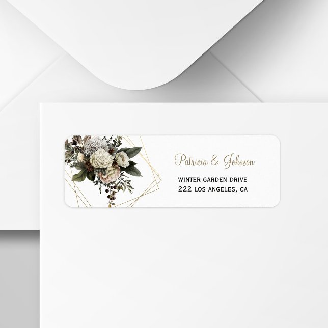 Etiqueta Winter peonies dirección de retorno del boda moder (Subido por el creador)