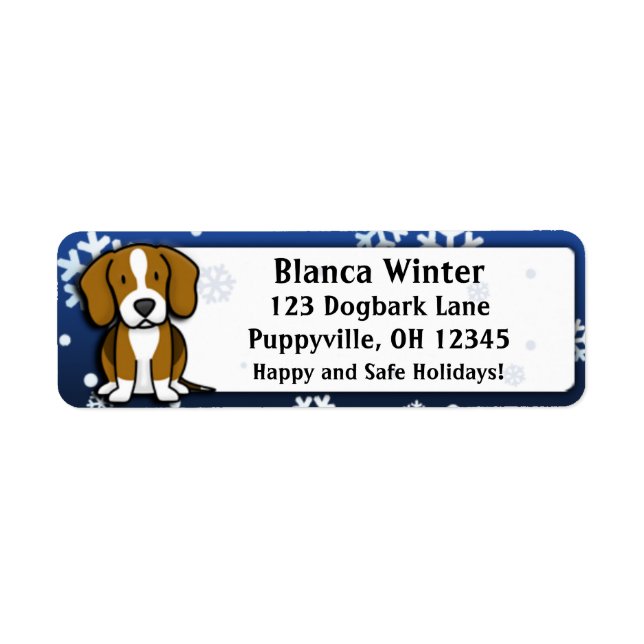 Etiqueta Winter Personalizado Beagle (Frente)