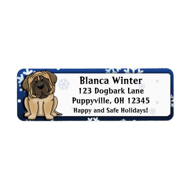 Etiqueta Winter Personalizado Mastiff (Frente)