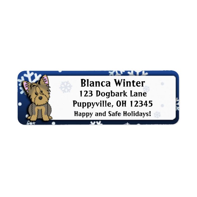 Etiqueta Winter Personalizado Yorkie (Frente)